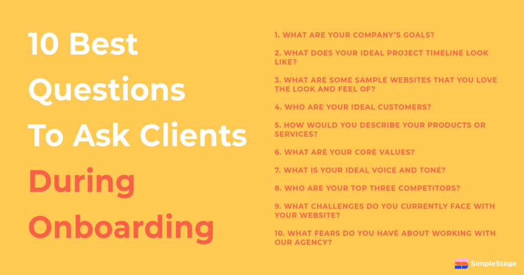 Best client onboarding questions for digital agencies